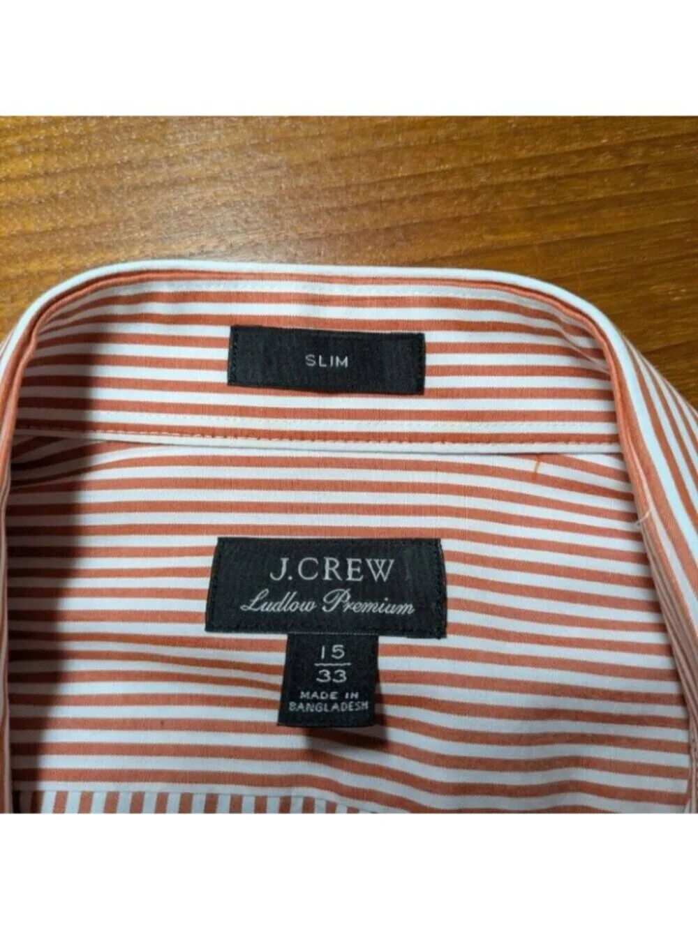 J Crew Ludlow Premium Shirt Orange Stripe Mens Sz 15 Slim Long Sleeve Reimagined